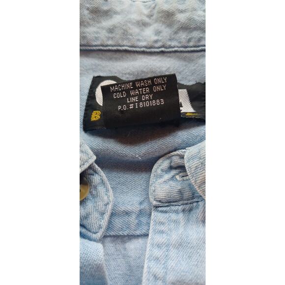 VTG 90s Copa Banana Denim Shirt Moose Bear Applique Medium Chambray Button Down - Picture 6 of 6